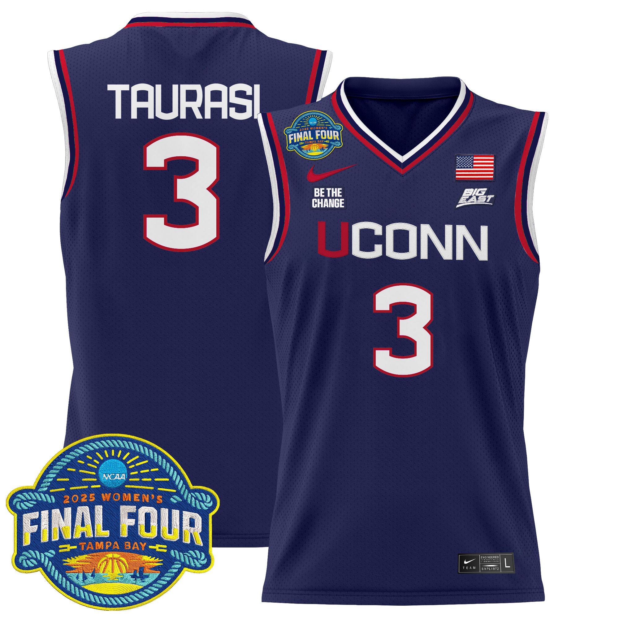 Men UConn Huskies 3 Taurasi Purple Nike 2025 Big Eat Final Four Patch Lightweight Basketball NCAA Jersey